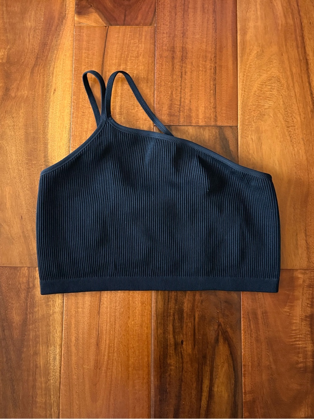 Aerie Ribbed One-Shoulder Black Top